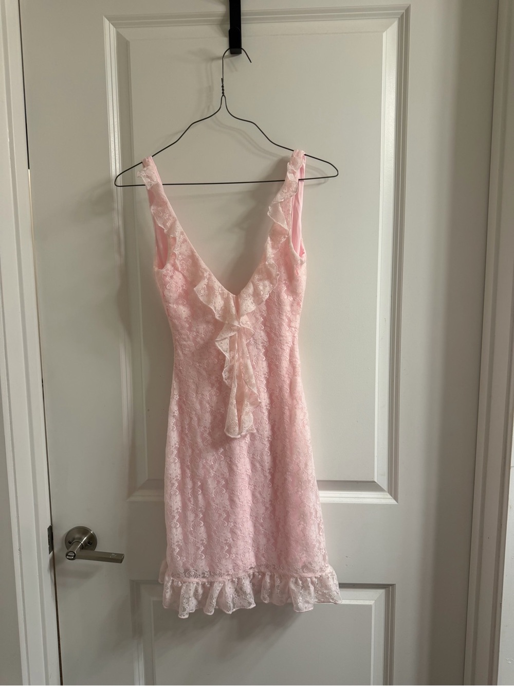 White Fox Baby Pink Lace Mini Dress XXS